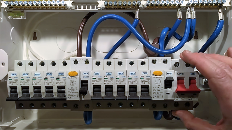 A Peek Inside A Typical British Residential Power Panel ... three phase breaker panel wiring diagram 