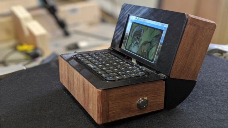 Tiny Wooden Laptop Packs Raspberry Pi