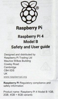 A scan of the Pi 4 user guide, with a tantalising 8GB at the bottom.