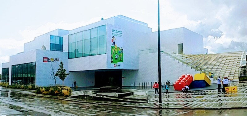 Your first view of the Lego House, in the centre of Billund.