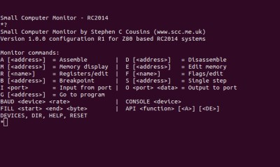 The SCM ROM monitor.