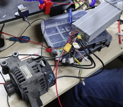 Motor and controller, on the bench.