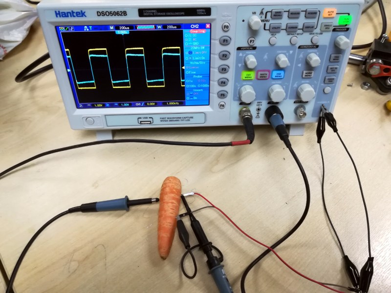 The high point of an engineer's life comes as they measure the electrical properties of a root vegetable.