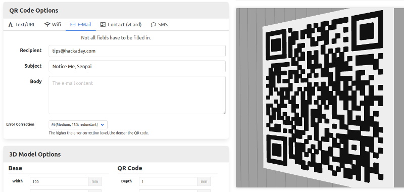 Generate 3D Printable QR Codes With This Tool Hackaday Generate 3D Printable QR Codes With This Tool Hackaday