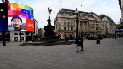 Piccadilly Circus, London, during the COVID-19 lockdown. Normally this is packed.