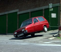The BBC Top Gear Reliant Robin modified to roll at low speeds.
