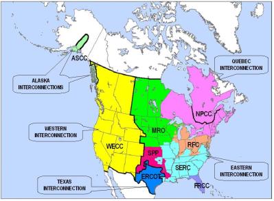 North America, in power grid terms. Fjbfour, Public domain.