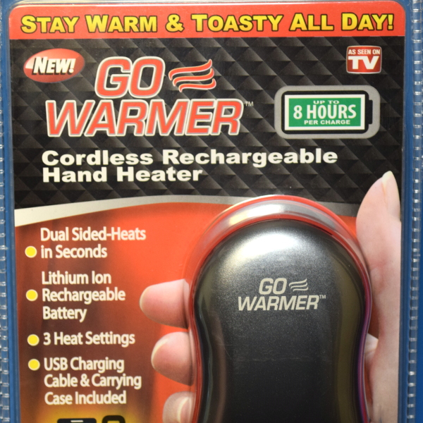 As Seen on TV-TWO Black Cordless Go Warmer Hand Warmer Last 8 Hours Rechargeable 