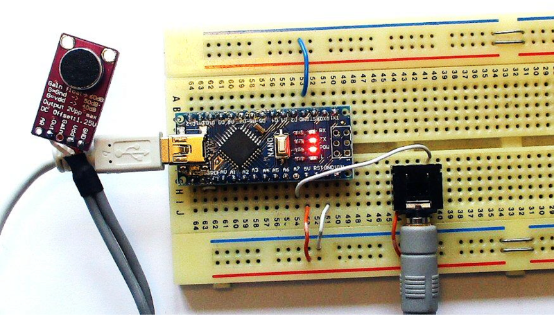 Arduino Nano Clone on Breadboard, This view shows where I'v…