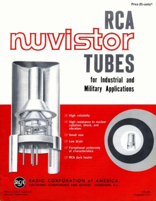 The cover of an RCA data sheet for Nuvistor tubes.