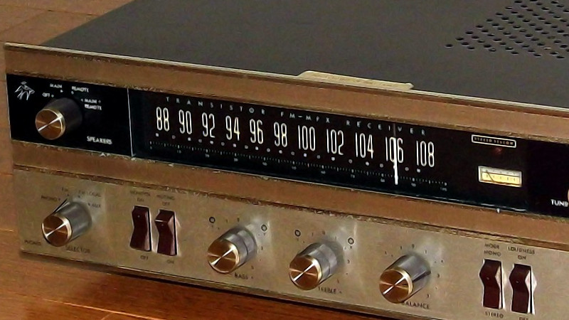 Vintage radio transmitter units on display in the permanent