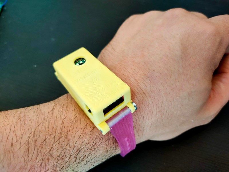 A rectangle-shaped wristband wearable, worn on a wrist