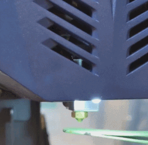 Animation of a light touch on the tip of the nozzle triggering a red indicator LED.