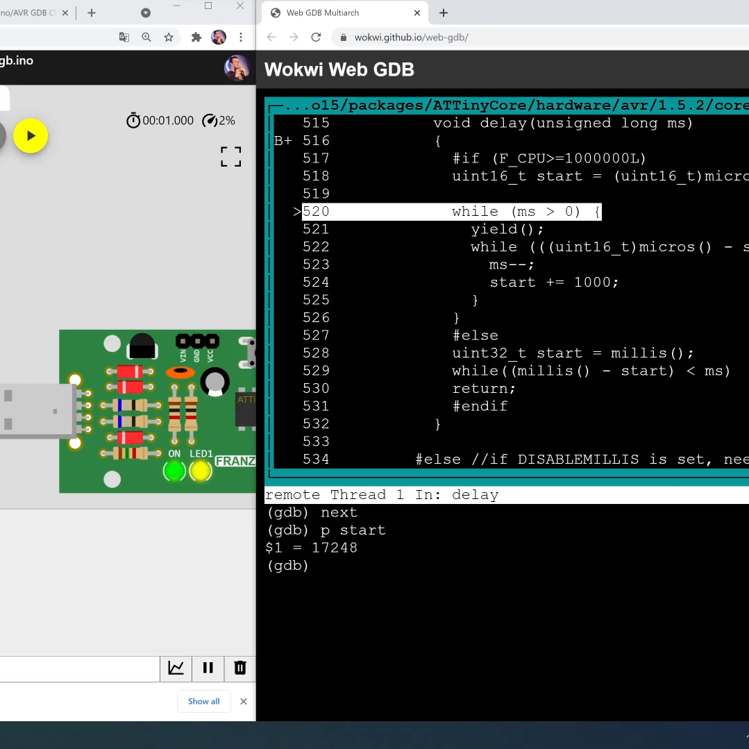 Digging Into An ATtiny Simulator Bug With GDB | Hackaday