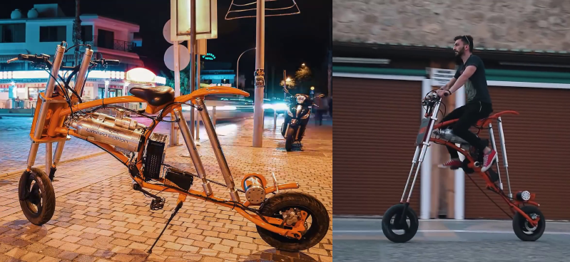Extending bicycles can lift it's rider a meter into the air on four pneumatic pistons