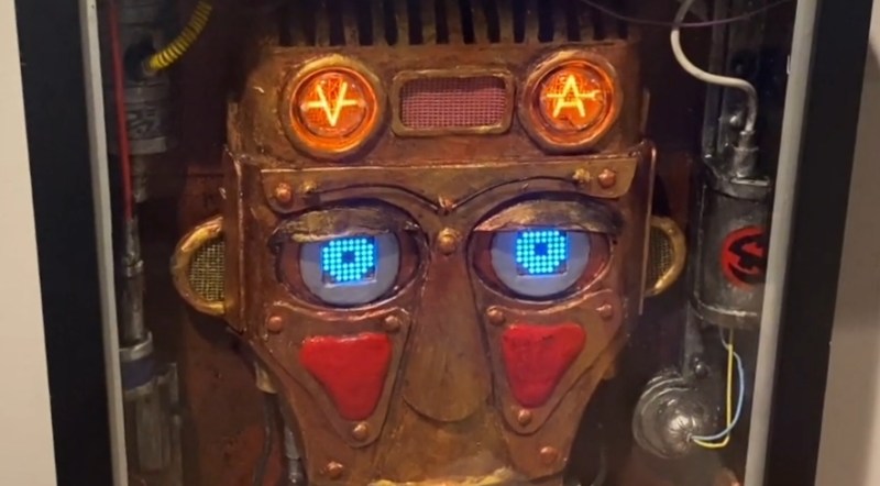 Nixie Robot Head with LED eyes and retro-futuristic design