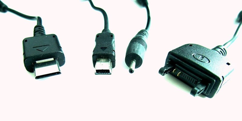 A variety of proprietary phone charger plugs