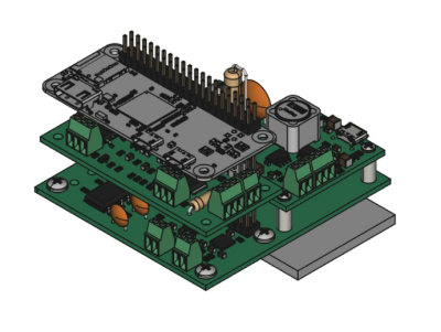 Raspberry Pi Zero sitting atop the custom nixie tube driver PCB