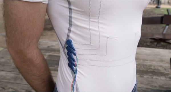 A shirt with carbon nanotube threads stitched into a shirt monitor the wearer's heart rate.