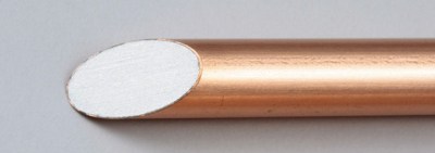 Copper-coated aluminium wire cross-section