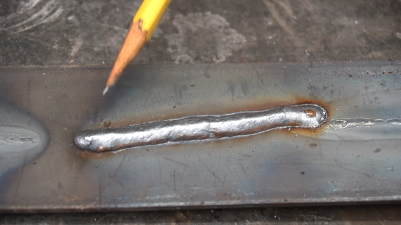 A weld bead laid down with homemade CO2