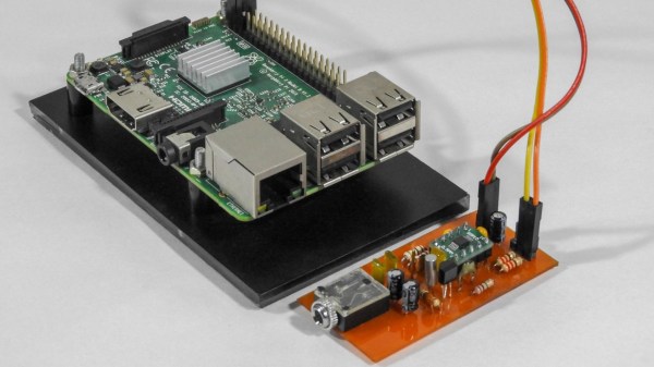A Raspberry Pi next to a small circuit board