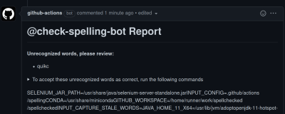 check-spelling-bot giving away secrets