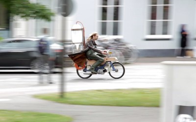 A methane-powered motorbike whizzes through the Netherlands.