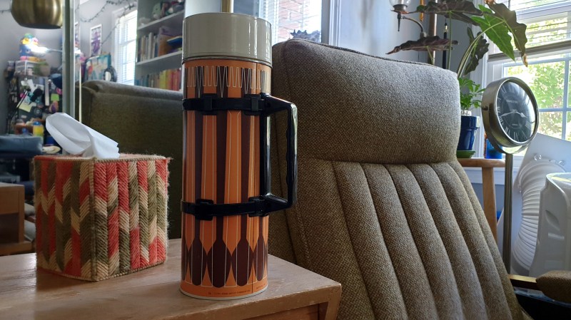 A 1971 Thermos compliments this mid-century corner of my office.