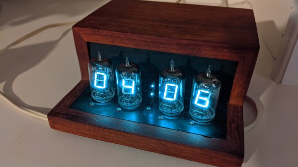 VFD clock with wood case