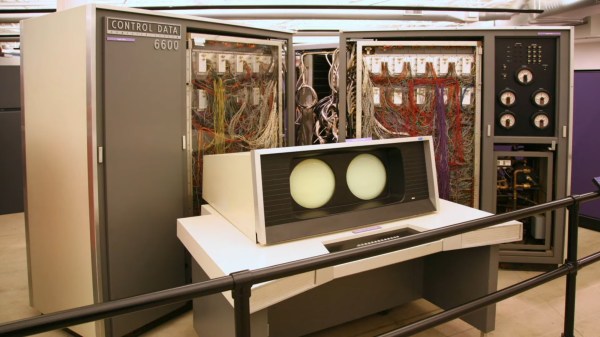 A vintage supercomputer with unique dual screen display
