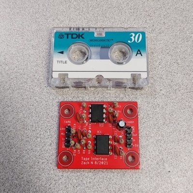 A microcassette and a computer interface for a tape recorder