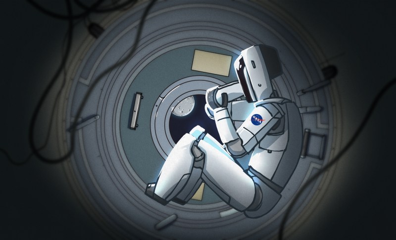 Robot astronaut gazing at the moon