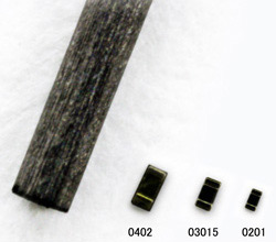 A 0.5 mm pencil lead together with three small SMD resistors