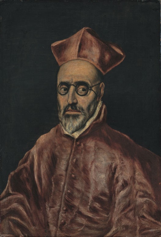 El Greco portrait showing a cardinal wearing glasses