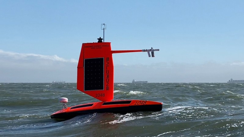 Saildrone Explorer 1048, a sibling of Explorer 1045, each one of five vessels equipped with a "hurricane wing"