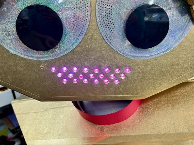 This realistic robot costume even has a sound-reactive mouth.