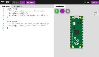 Online simulator for Arduino, MicroPython, and Raspberry Pi Pico.