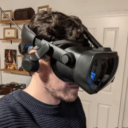 User wearing VR headset