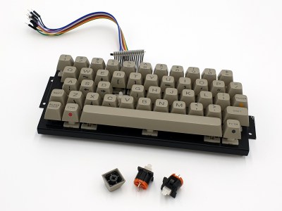 The keyboard from a TI-99/4A and a couple of Futaba MD switches.