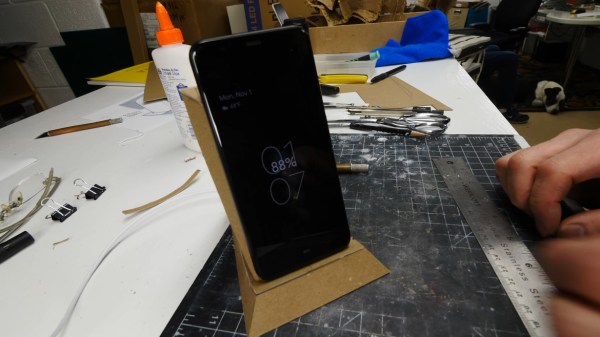 Chipboard prototype of a wireless phone charger with style.