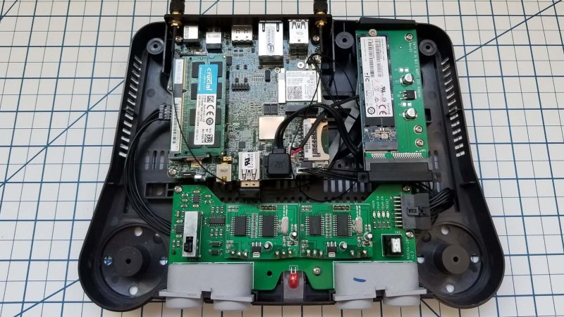 A Nintendo 64 console with modern hardware internals