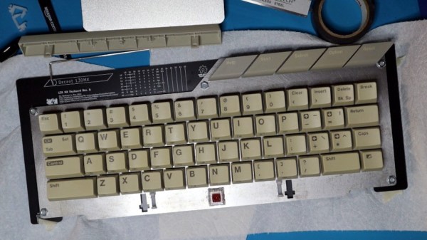 An Atari 130XE's keyboard made mechanical with Kailh box pinks and 3D-printed keyswitch stems.