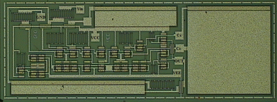 Die photo of a Silicon Carbide op amp
