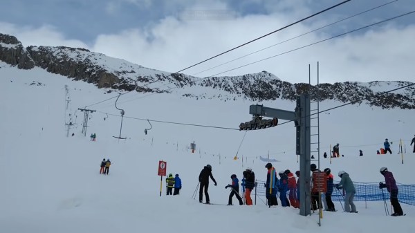 Ski lift in at a European ski resort