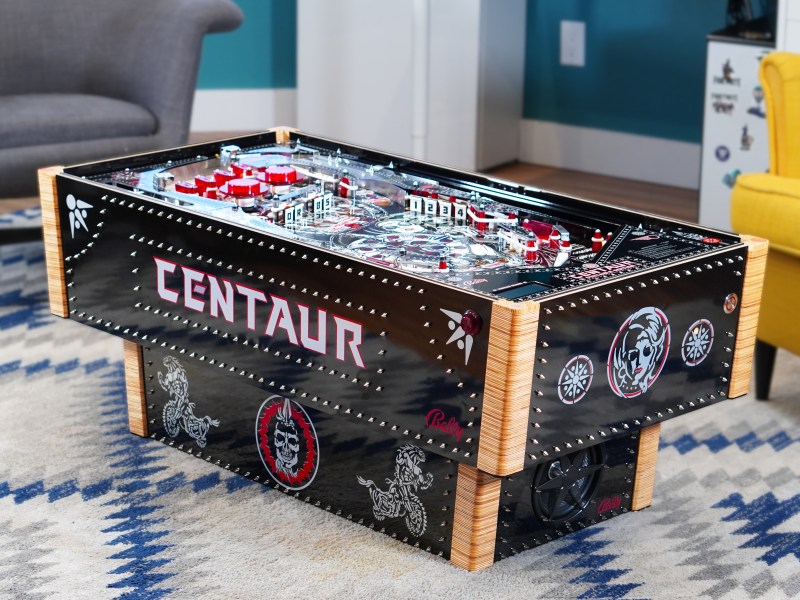 A 1981 Centaur pinball table rebuilt into a coffee table.