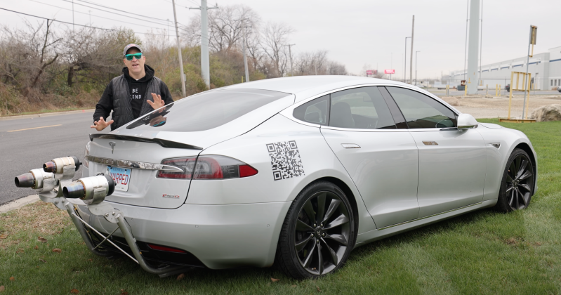 Showing off the jet powered tesla