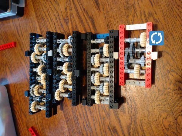 A complex arrangement of LEGO gears