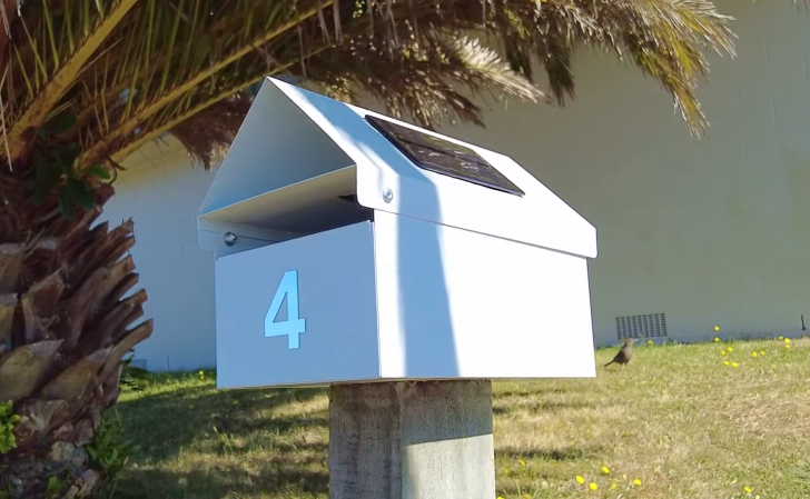 A mailbox with a solar cell on top