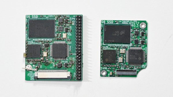 Two revisions of Wenting's custom SSD board - earlier revision on the left, later, sleeker and more complete, on the right.